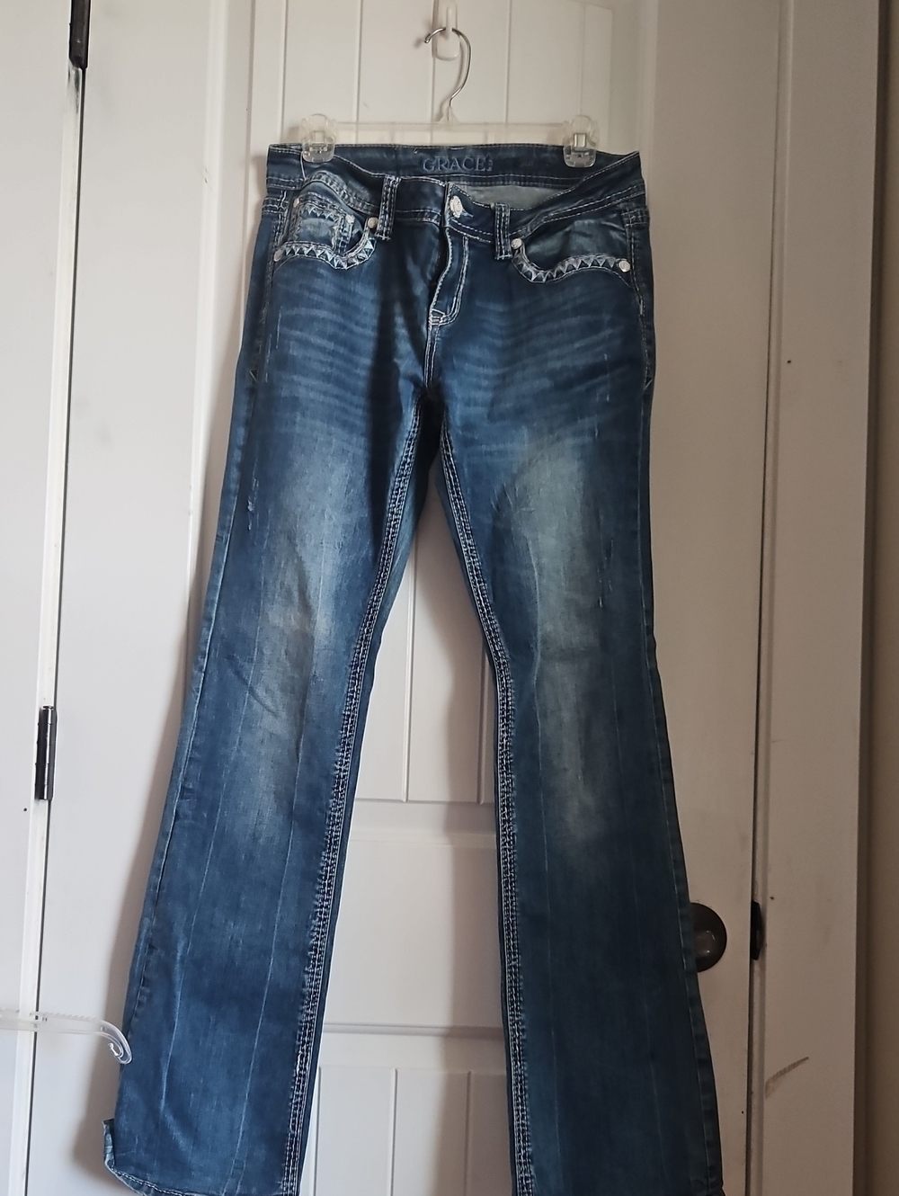 Grace Blue Flared Jeans with Whiskering